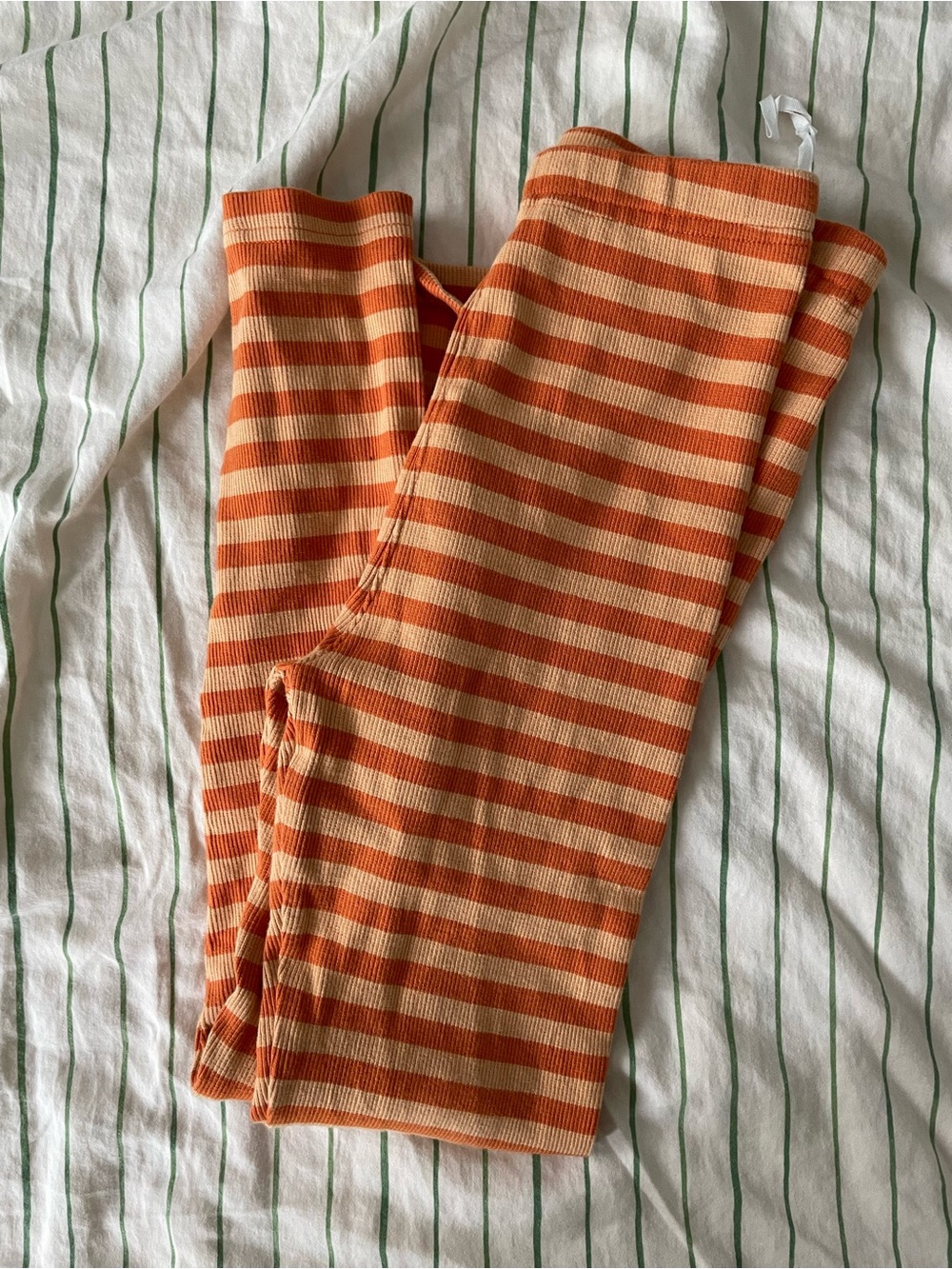 Striped Orange & Cream Ribbed Leggings (kids’ size 6)